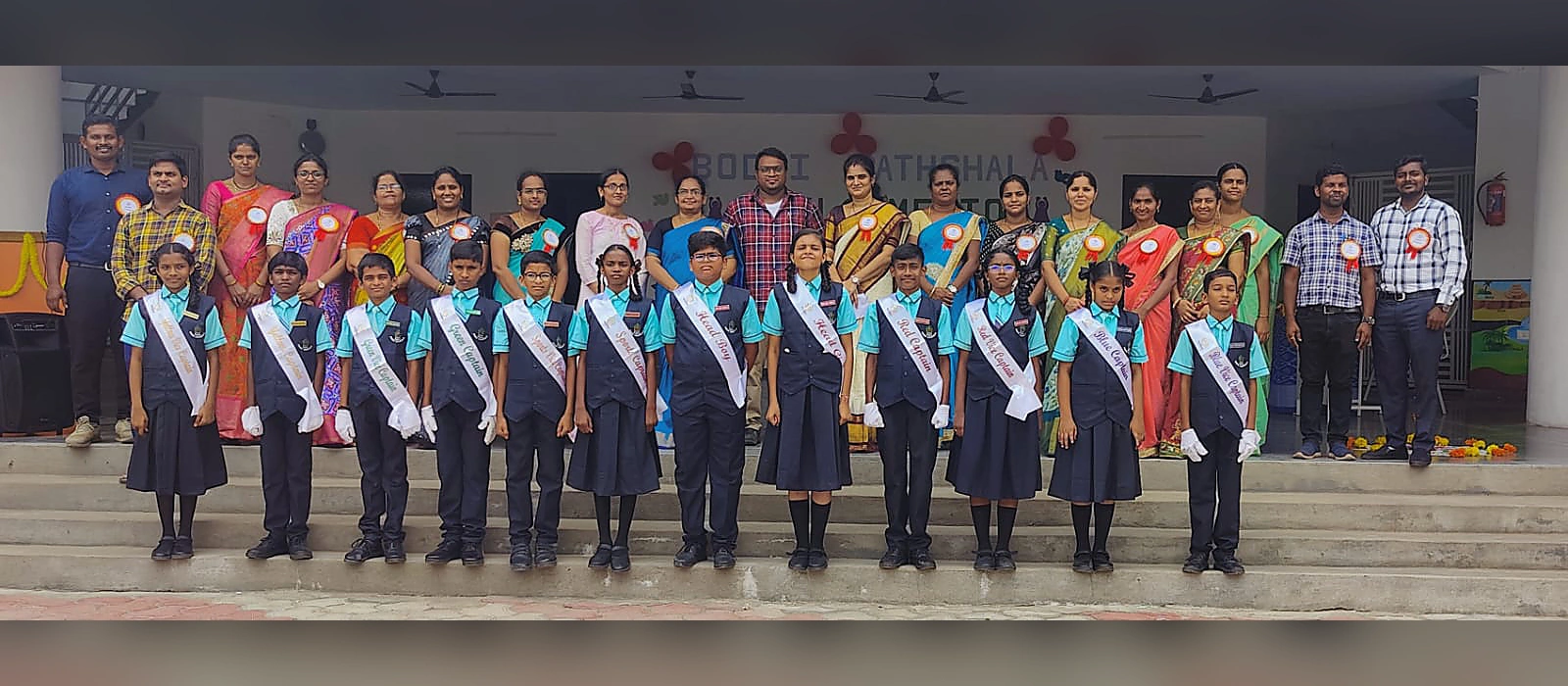 Bodhi Pathshala students and staff at a school ceremony