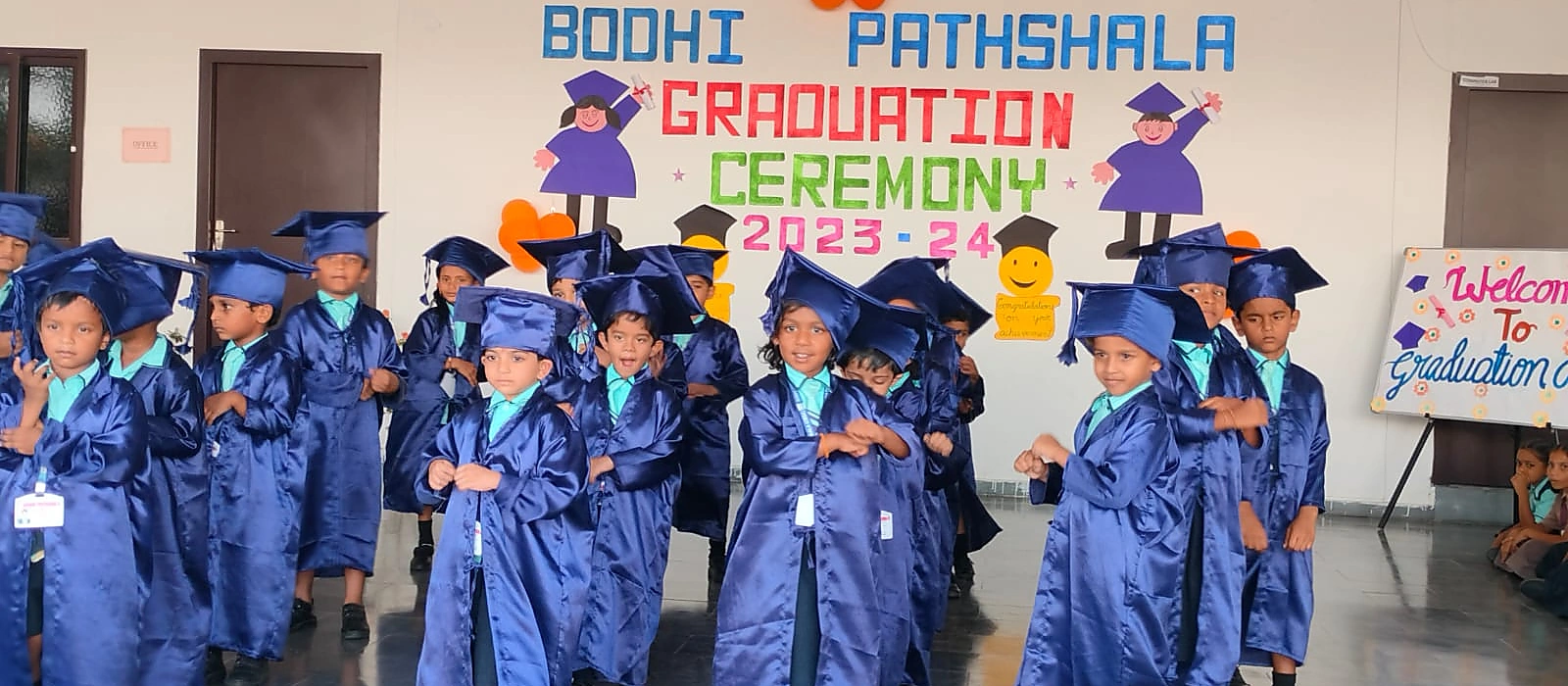 Young graduates celebrating the Bodhi Pathshala graduation ceremony